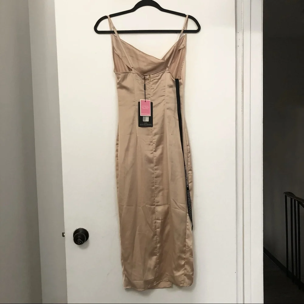 PrettyLittleThing: Strappy Satin Cowl Midi Dress - Picture 4 of 4